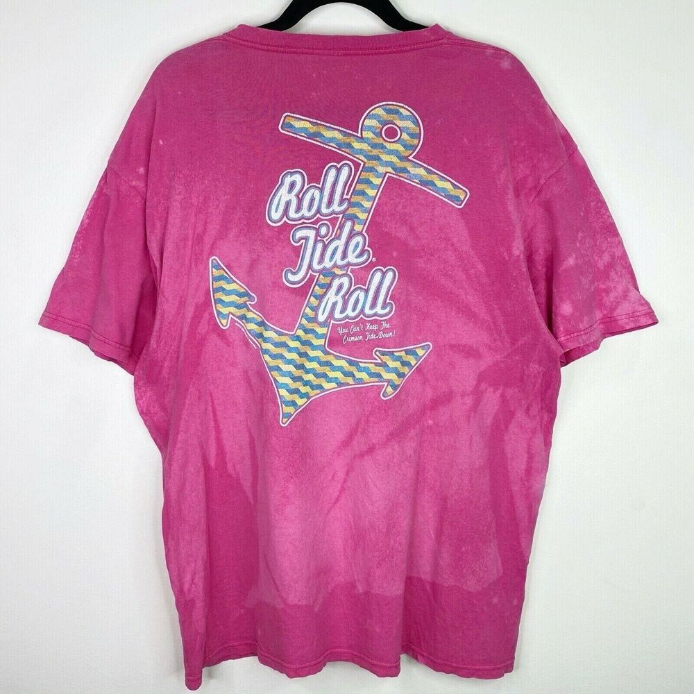 Alabama Roll Tide Roll Anchor Bleach Tie Dye T-Shirt Tee Top Size Large L